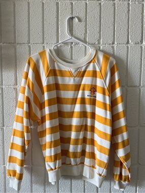 Vintage Giorgio Beverly Hills Yellow & White Striped Crewneck Sweatshirt